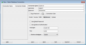 SQL Server connection in SQL Developer